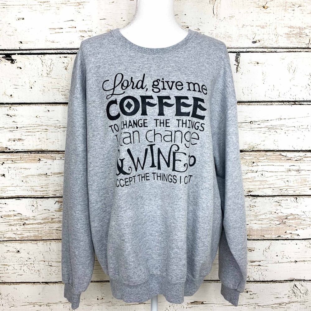 Size XL Cozy Lord, Coffee & Wine Funny Sweatshirt